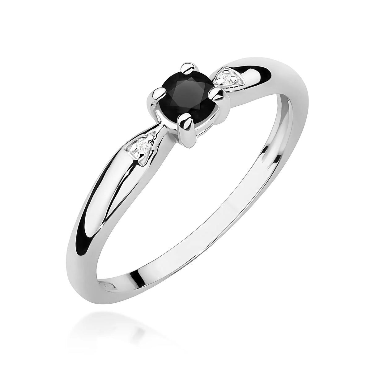 Goldring mit 0,12 ct schwarzem Diamanten und 0,01 ct Diamanten W0469-DIB-01