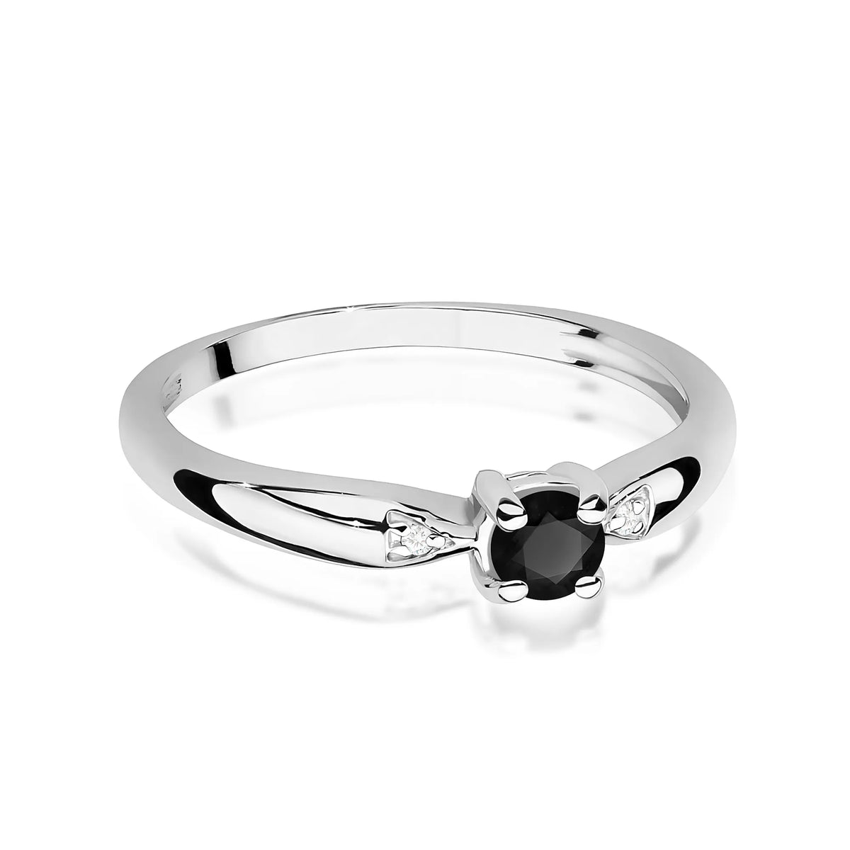 Goldring mit 0,12 ct schwarzem Diamanten und 0,01 ct Diamanten W0469-DIB-01