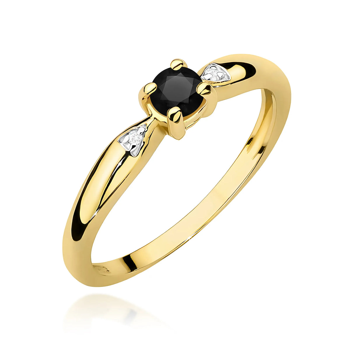 Goldring mit 0,12 ct schwarzem Diamanten und 0,01 ct Diamanten W0469-DIB-01