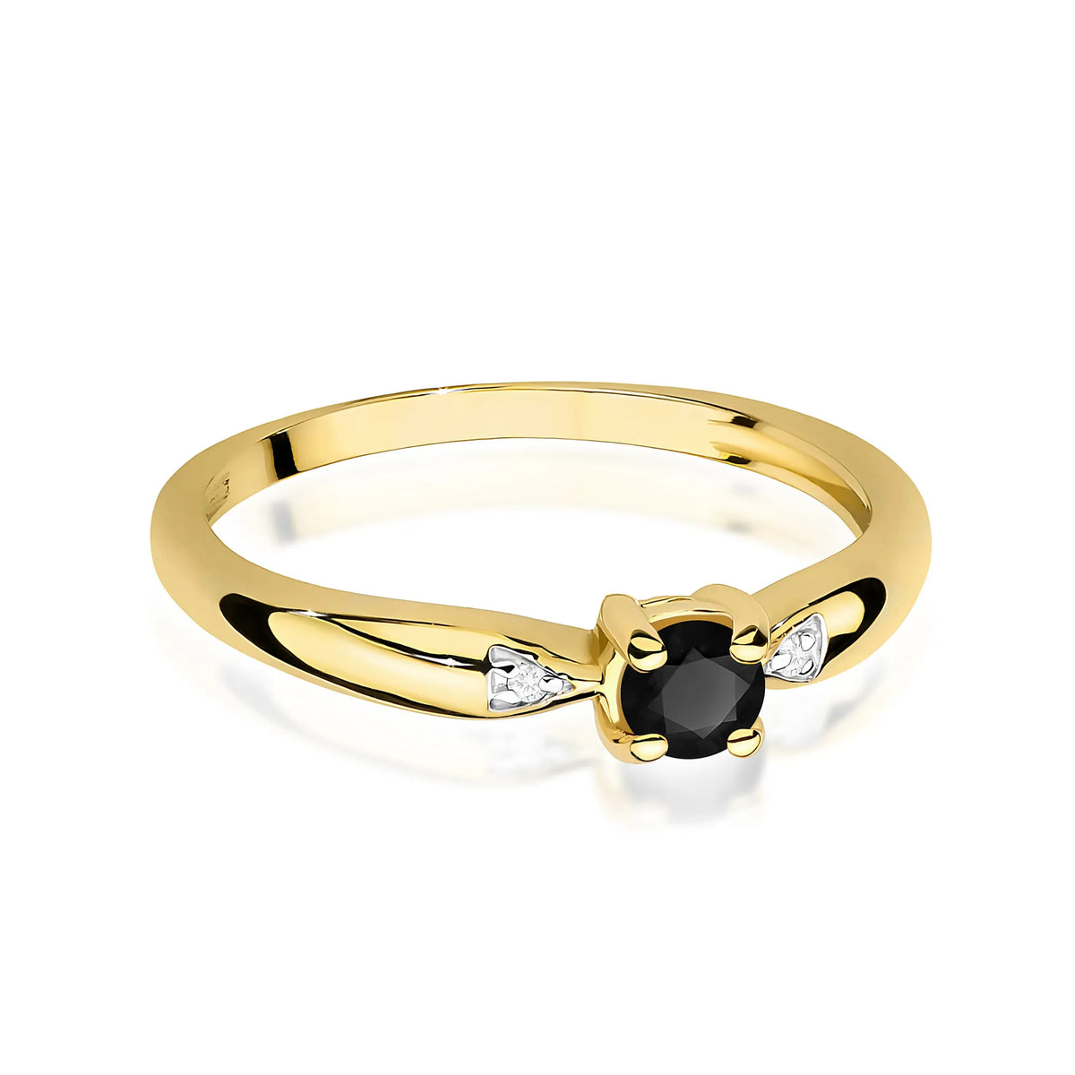 Goldring mit 0,12 ct schwarzem Diamanten und 0,01 ct Diamanten W0469-DIB-01