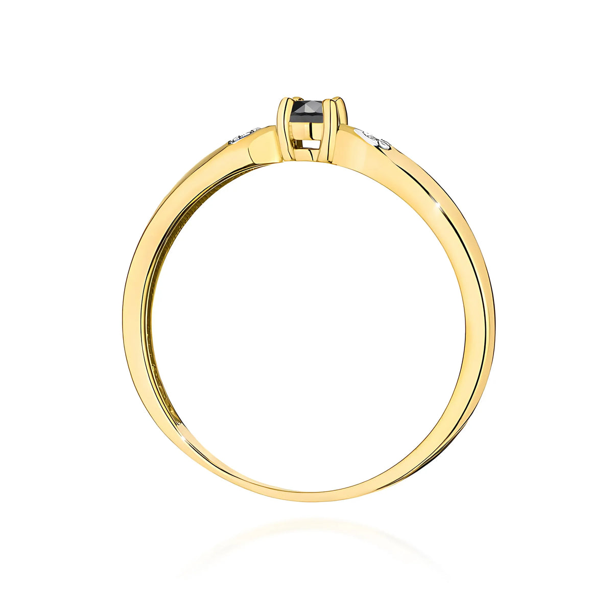 Goldring mit 0,12 ct schwarzem Diamanten und 0,01 ct Diamanten W0469-DIB-01
