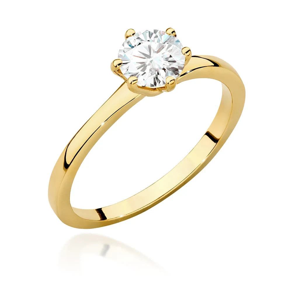 Gelbgoldring mit 0,70ct Labordiamant im Round Cut