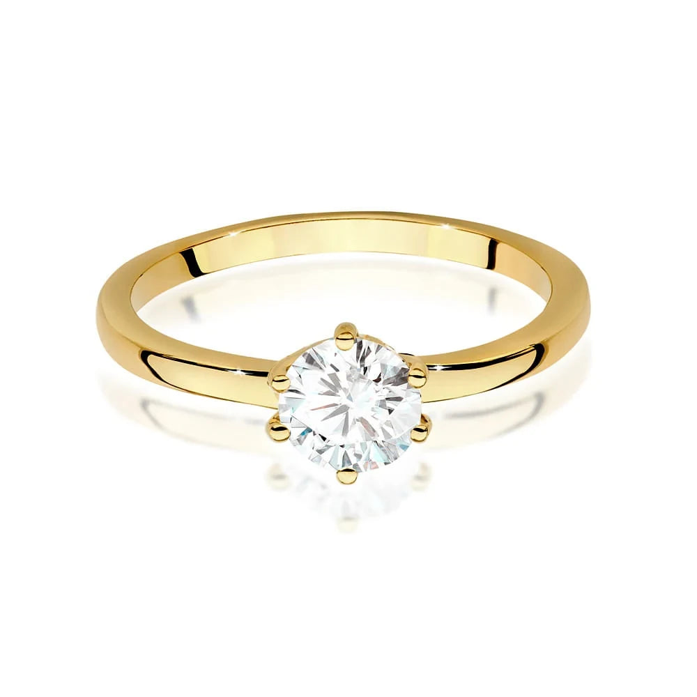 Gelbgoldring mit 0,70ct Labordiamant im Round Cut