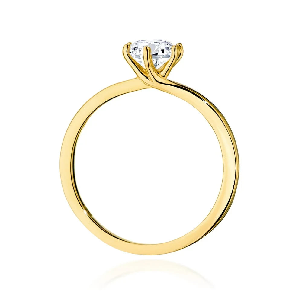 Gelbgoldring mit 0,70ct Labordiamant im Round Cut
