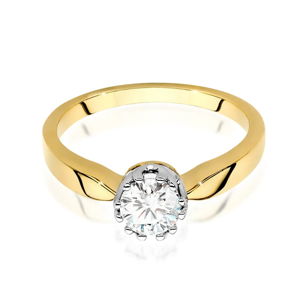 Gelbgoldring mit 0,50ct Labordiamant im Round Cut
