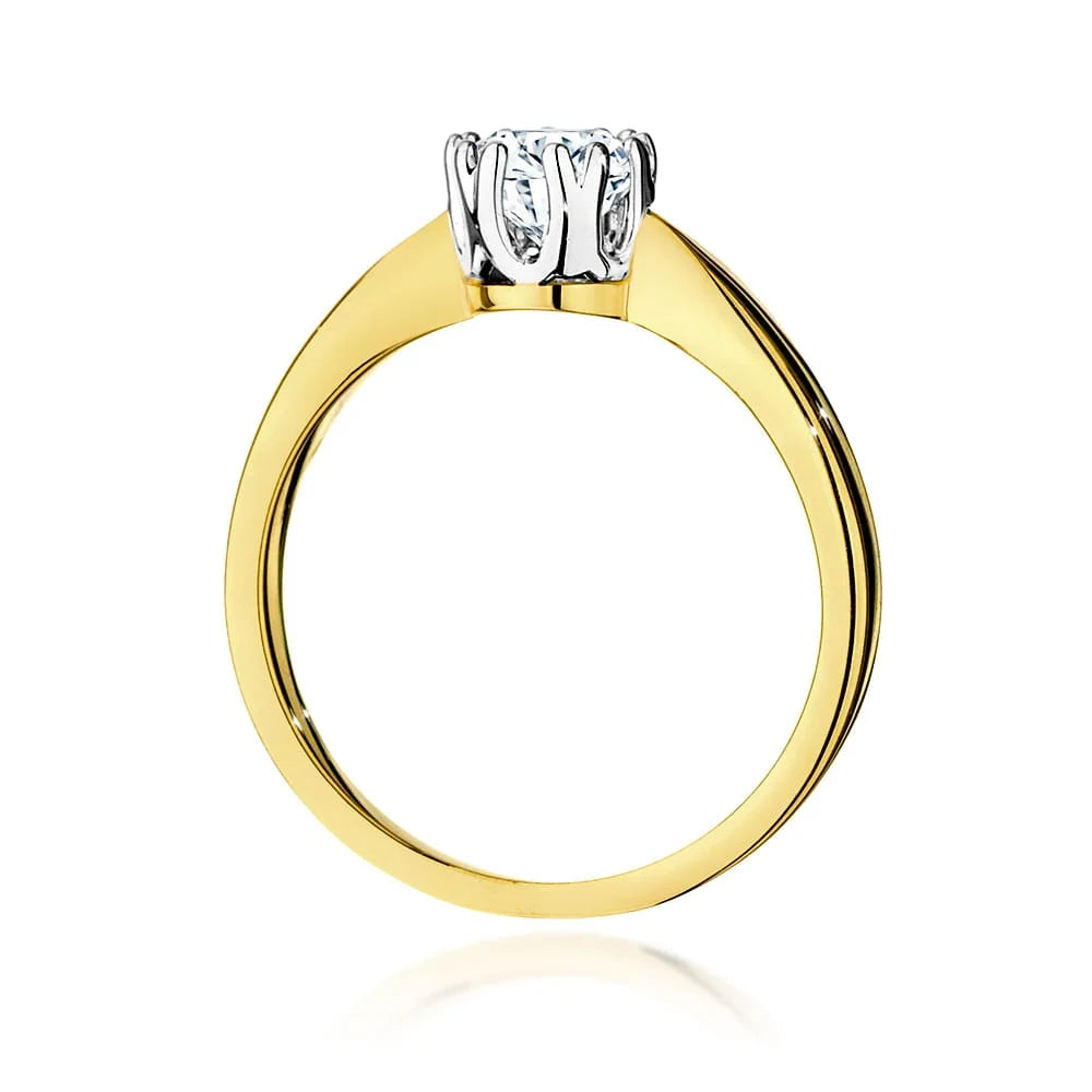 Gelbgoldring mit 0,50ct Labordiamant im Round Cut