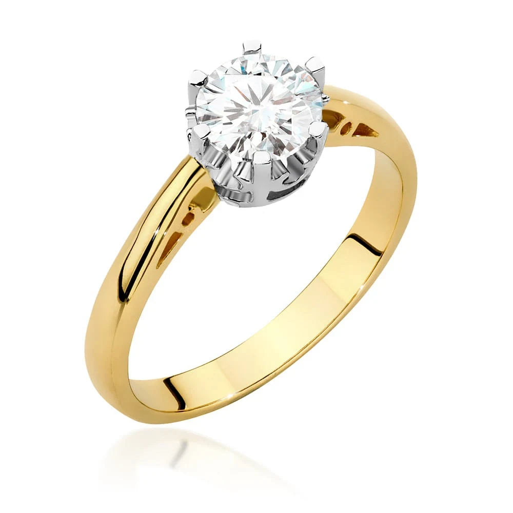 Gelbgoldring mit 0,70ct Labordiamant im Round Cut