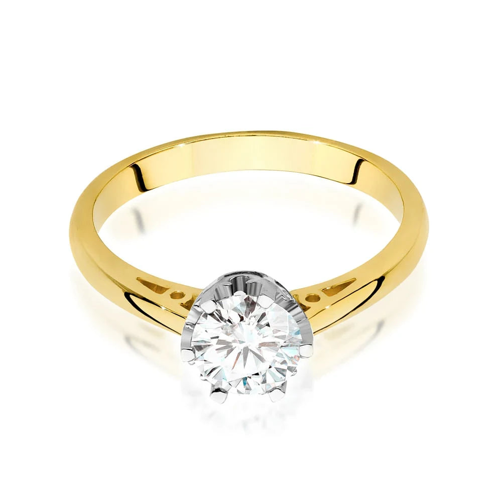 Gelbgoldring mit 0,70ct Labordiamant im Round Cut