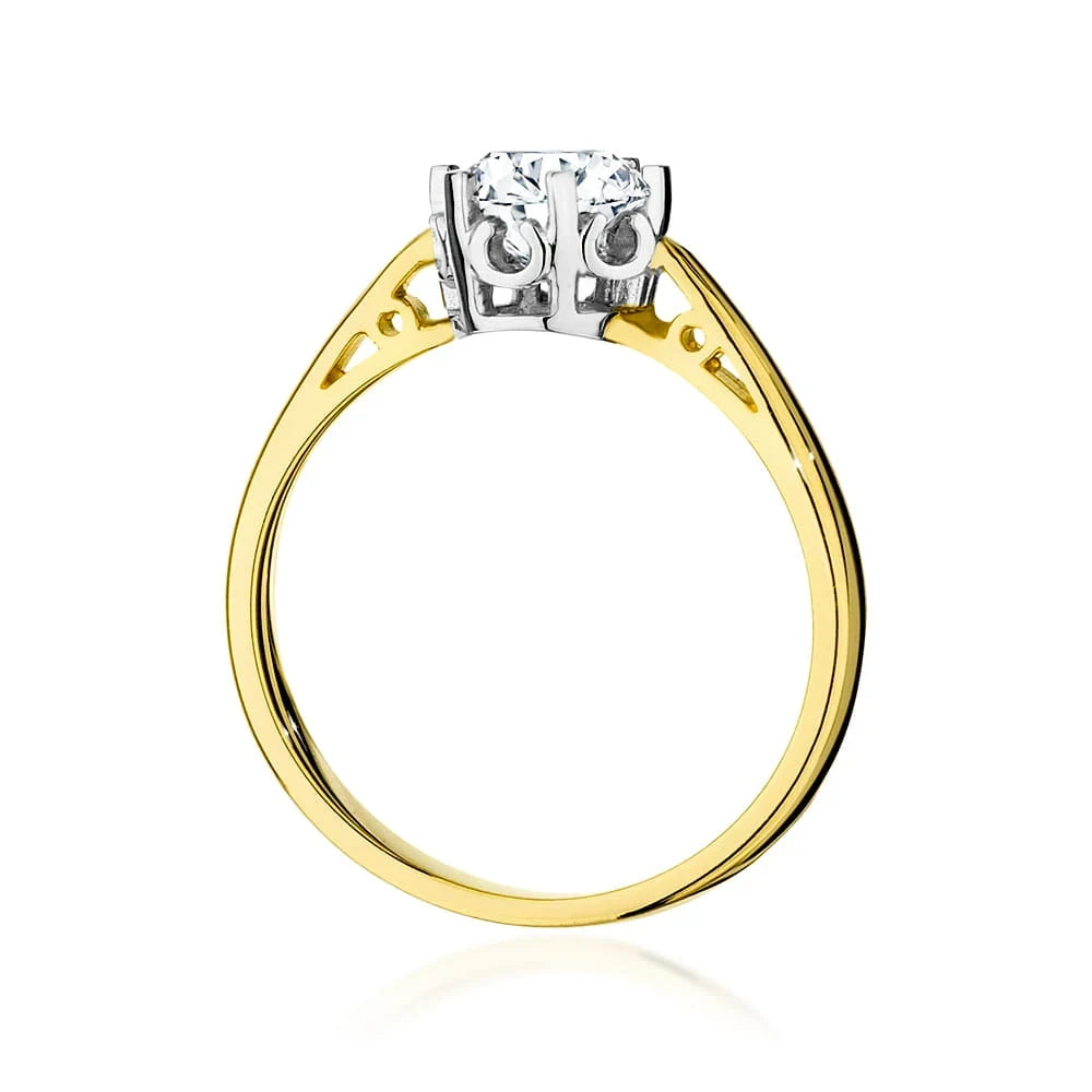 Gelbgoldring mit 0,70ct Labordiamant im Round Cut