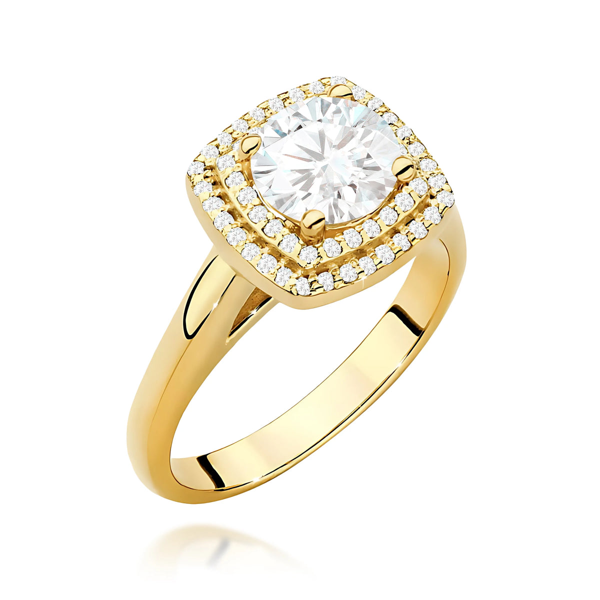 Ring aus 585er Gelbgold mit 1,00 ct Round/Brilliant-Labordiamant und 56 Labordiamanten, 0,28 ct