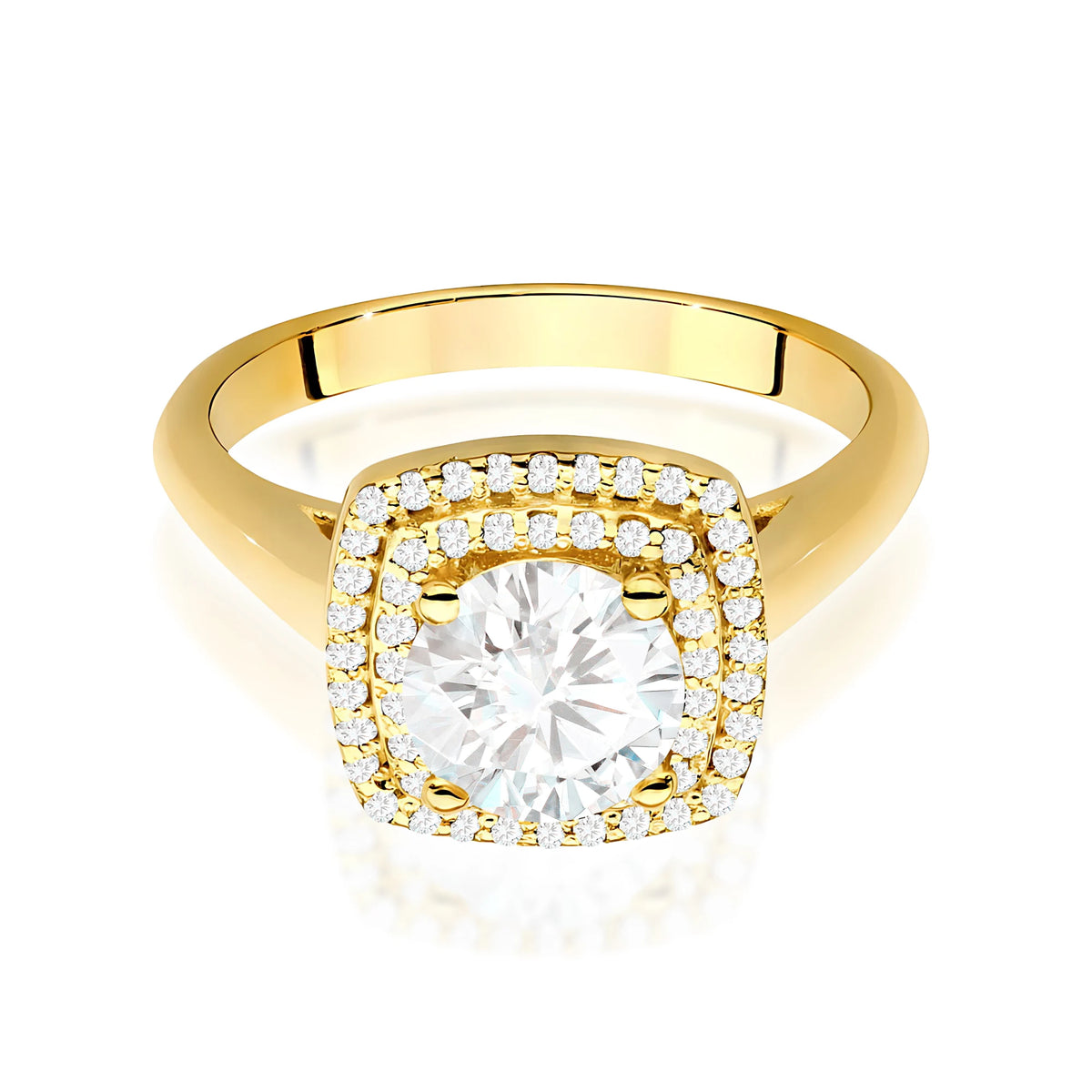 Ring aus 585er Gelbgold mit 1,00 ct Round/Brilliant-Labordiamant und 56 Labordiamanten, 0,28 ct