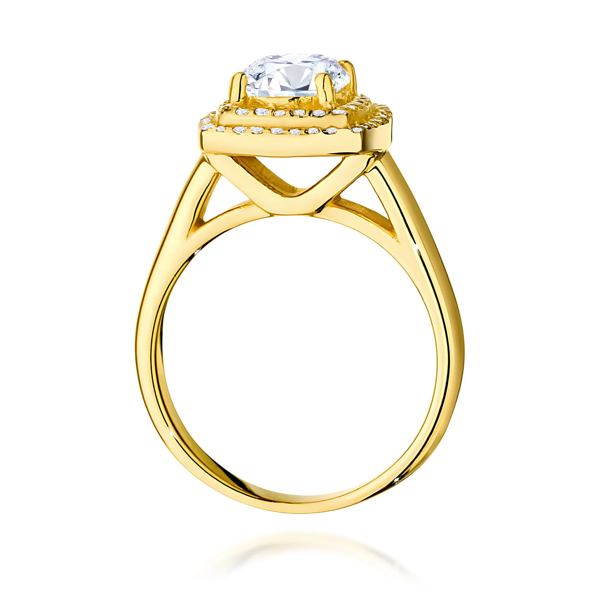 Ring aus 585er Gelbgold mit 1,00 ct Round/Brilliant-Labordiamant und 56 Labordiamanten, 0,28 ct