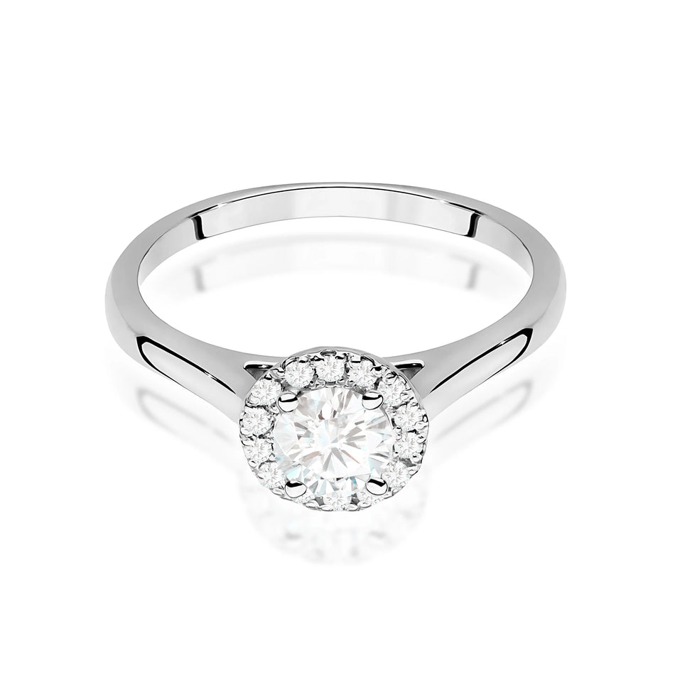 White Gold Ring with Round 0,40ct Central and 0,12ct Sideline Lab-grown Diamonds