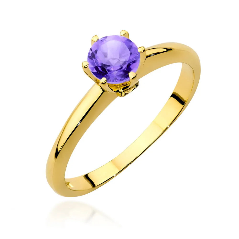 goldring mit Amethyst und Diamanten