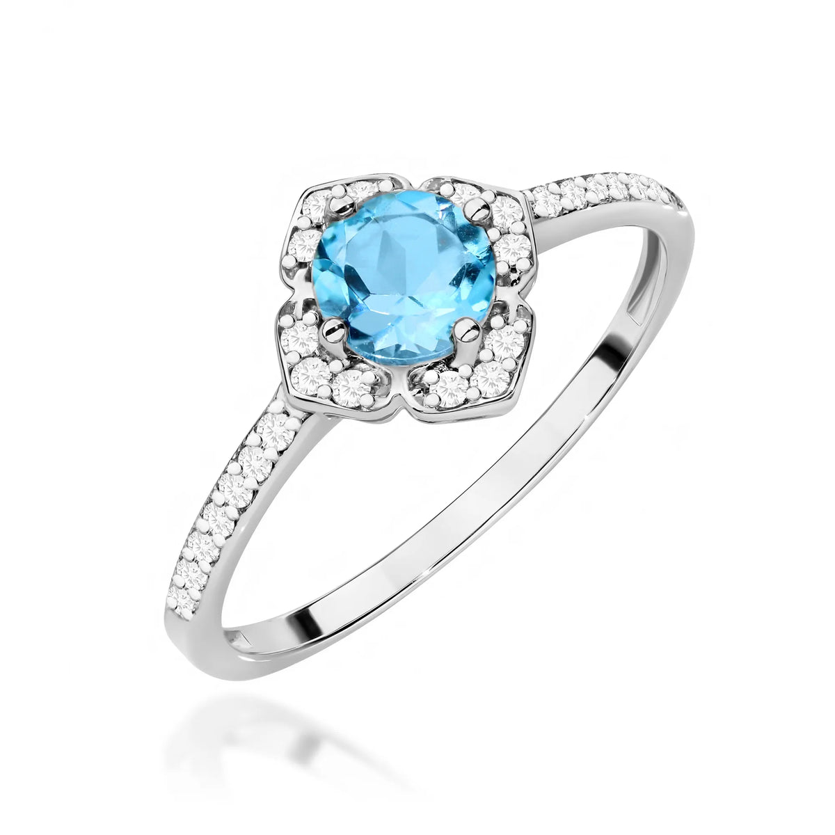 Goldring mit Blume, 0,50 ct Topas und Diamanten, W0603-TOB-01