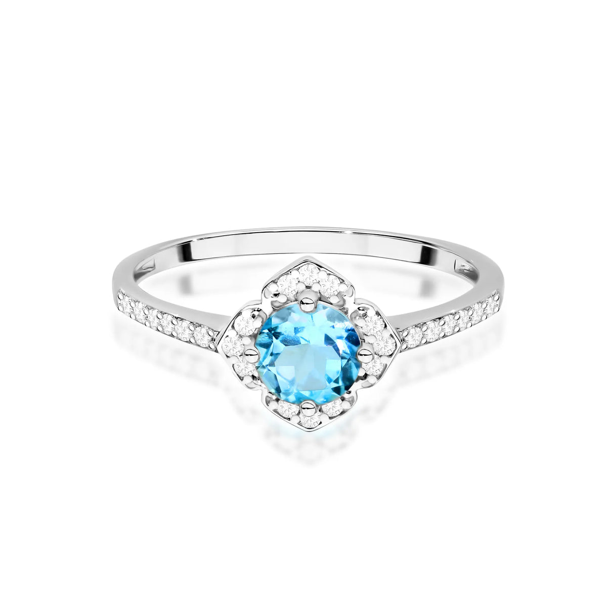 Goldring mit Blume, 0,50 ct Topas und Diamanten, W0603-TOB-01