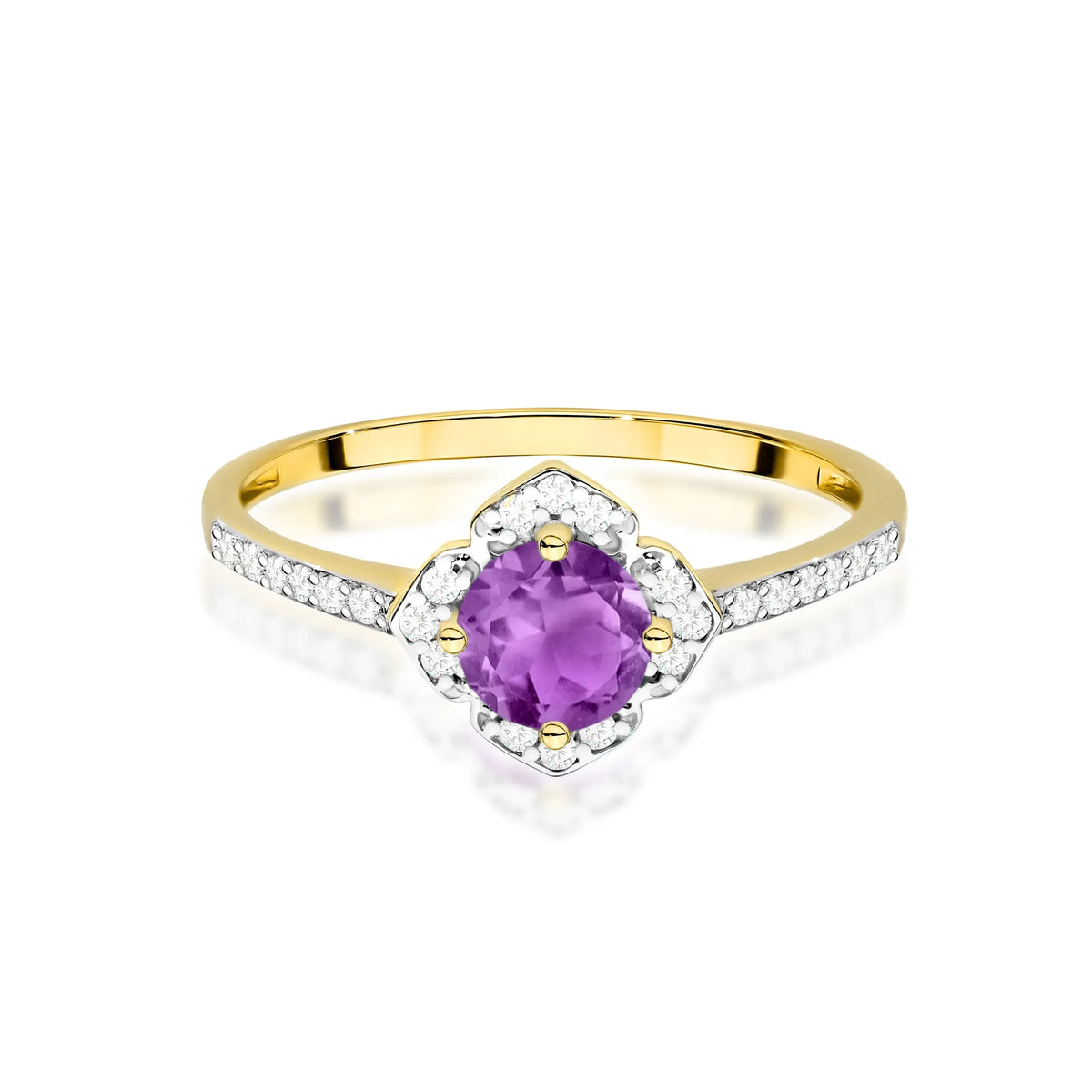 Goldring mit Blume, 0,50 ct Amethyst und Diamanten W0603-AMV-01