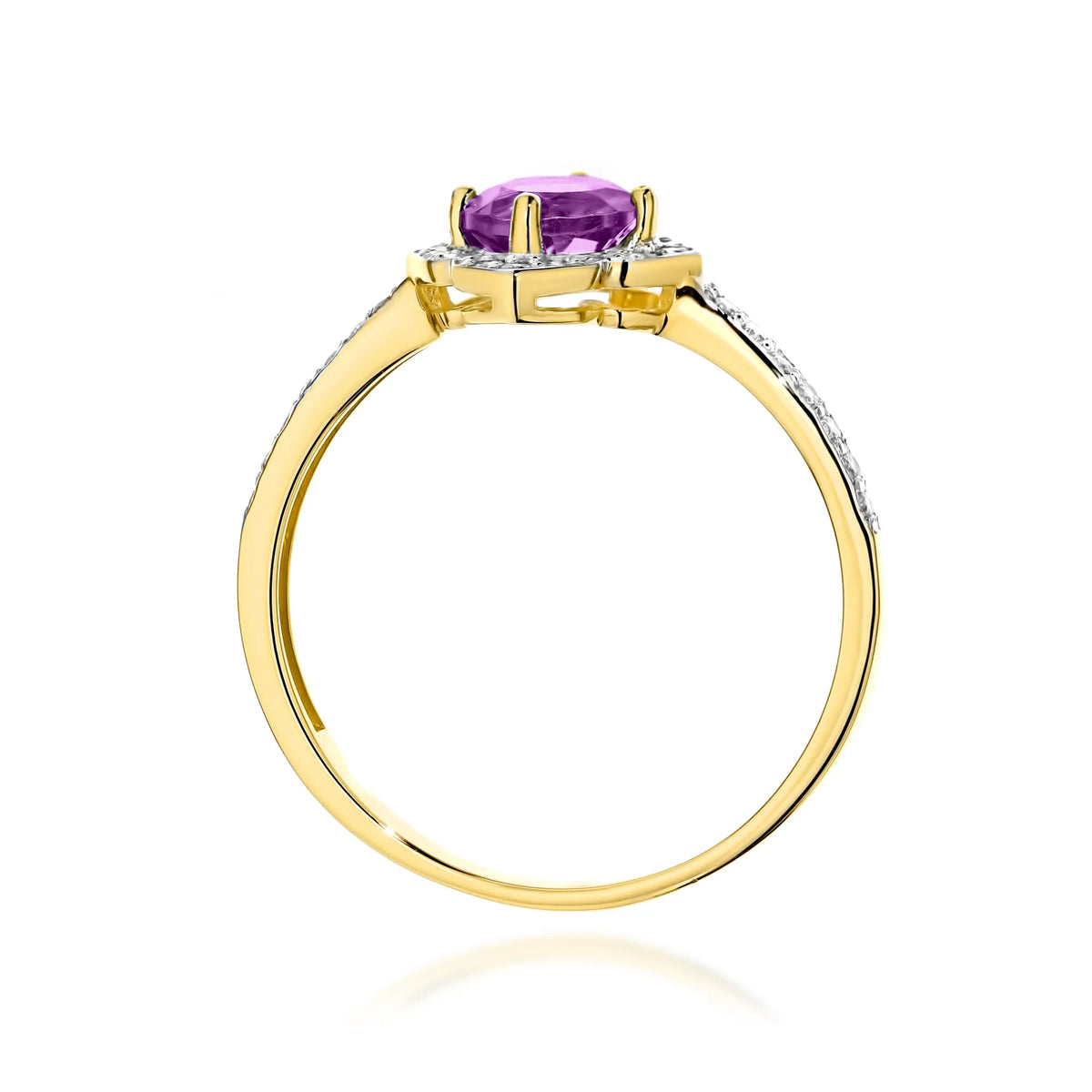 Goldring mit Blume, 0,50 ct Amethyst und Diamanten W0603-AMV-01