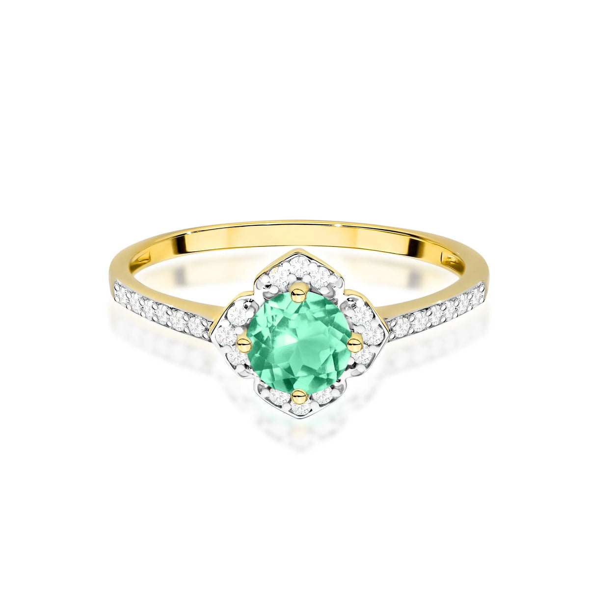 Goldring mit Blume, 0,50 ct Smaragd und Diamanten W0603-EMG-01