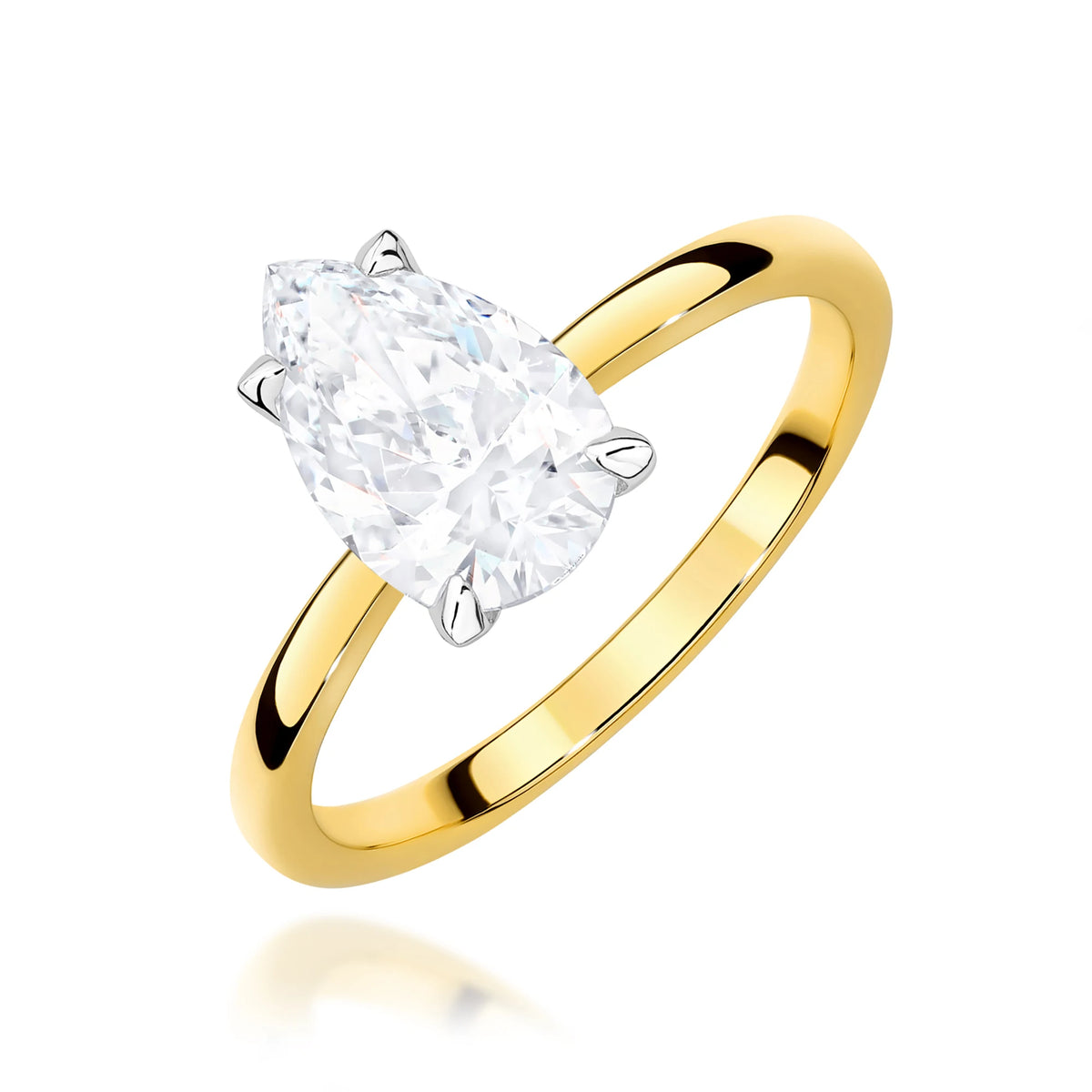 Ring aus Gelbgold mit Labordiamant Pear, 1,00 ct