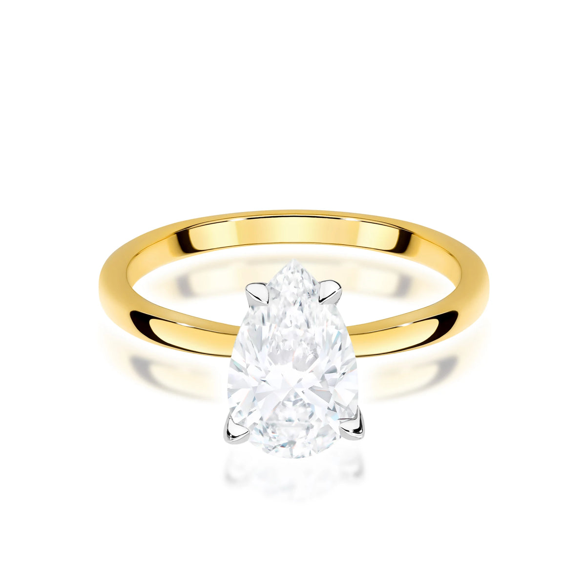 Ring aus Gelbgold mit Labordiamant Pear, 1,00 ct