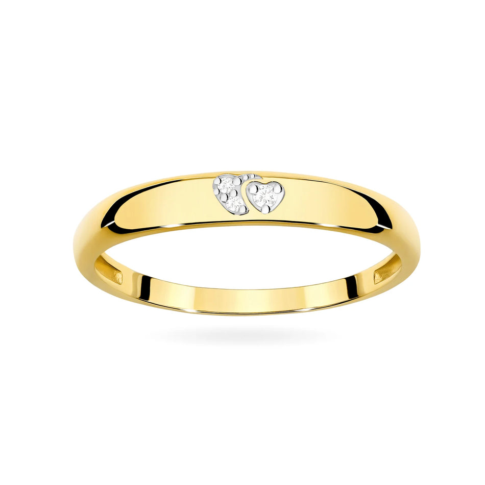 Gelbgold Herzring mit Zirkonia