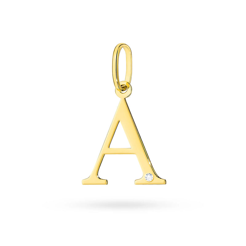 Gelbgold-Anhänger mit Initiale „A“ und Diamant