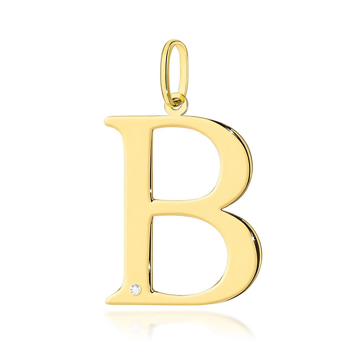 Großer Gelbgold-Anhänger mit Initiale „B“ und Diamant