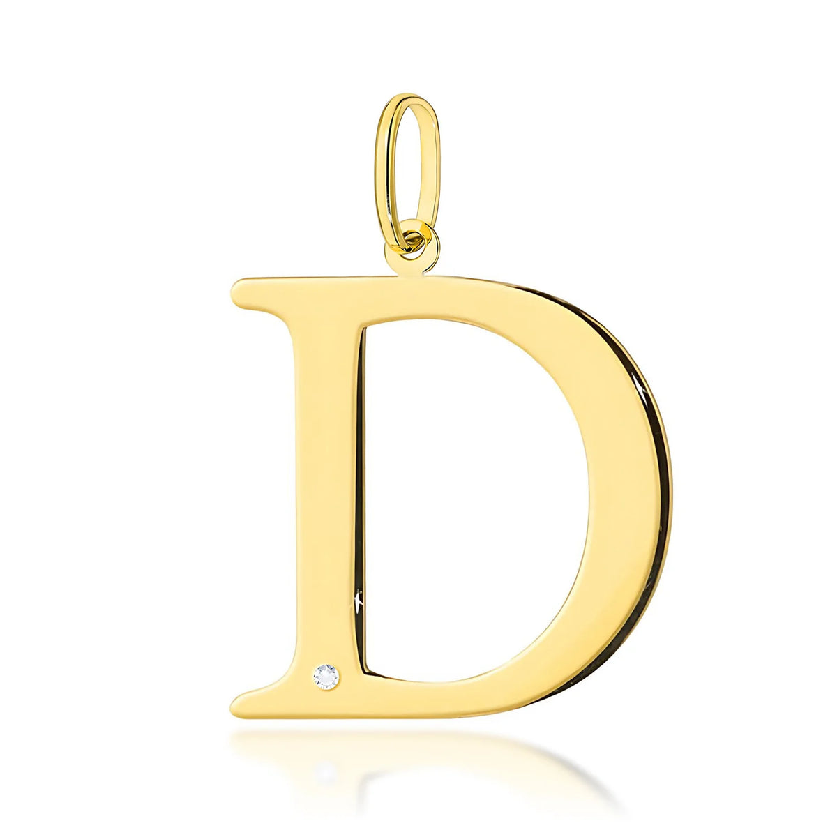 Großer Gelbgold-Anhänger mit Initiale „D“ und Diamant