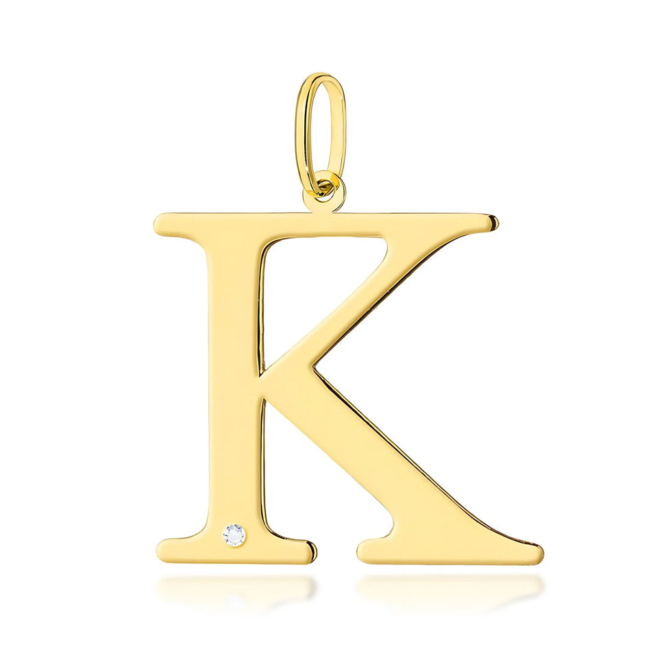 Großer Gelbgold-Anhänger mit Initiale „K“ und Diamant