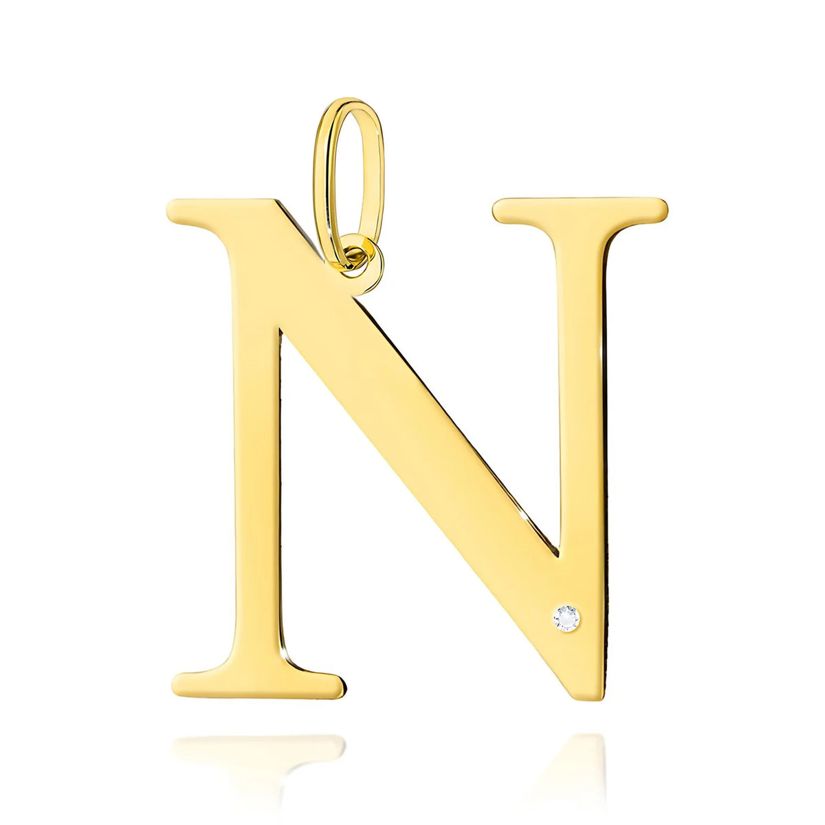 Großer Gelbgold-Anhänger mit Initiale „N“ und Diamant