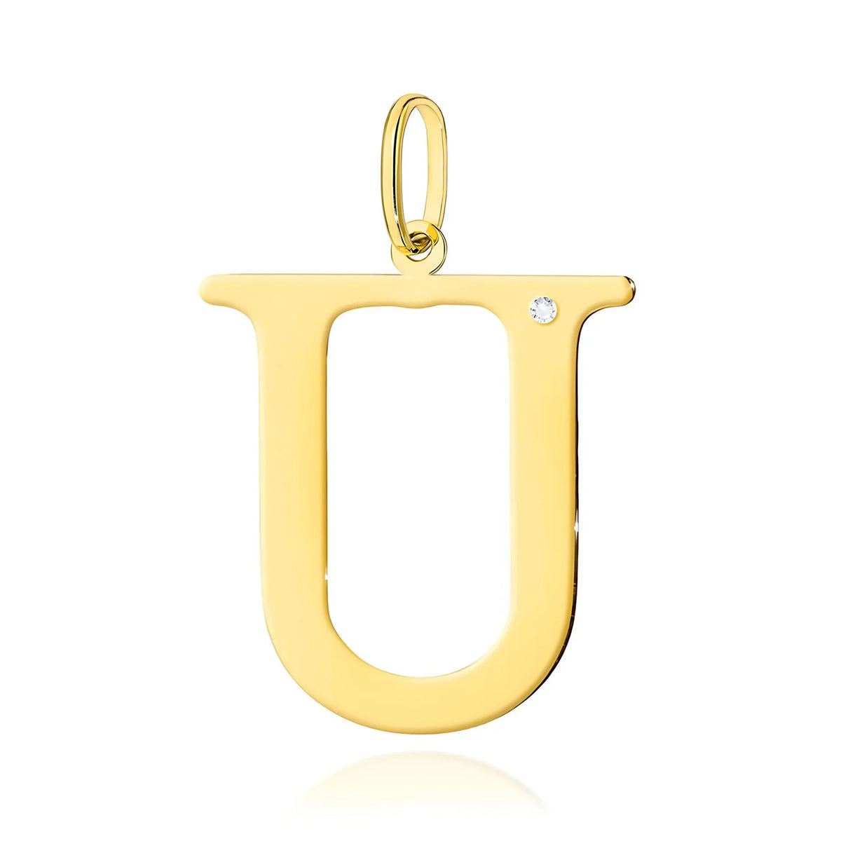Großer Gelbgold-Anhänger mit Initiale „U“ und Diamant