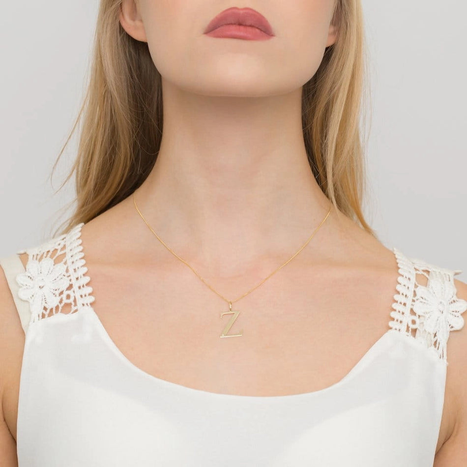 Großer Gelbgold-Anhänger mit Initiale „Z“ und Diamant