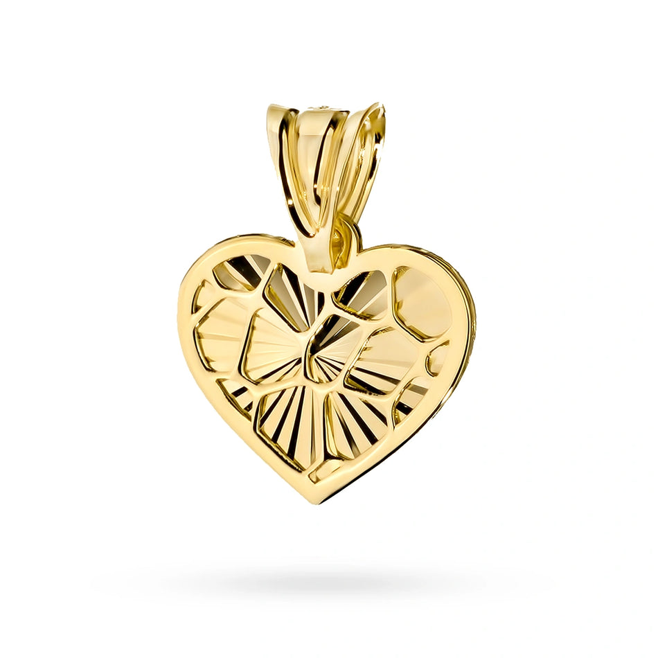 Goldkette mit durchbrochenem, diamantgeschliffenem Herz-Anhänger