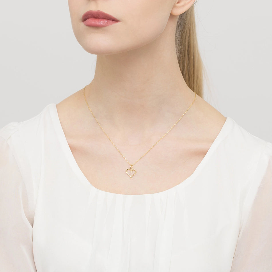 Goldkette mit Herzanhänger und Zirkonia