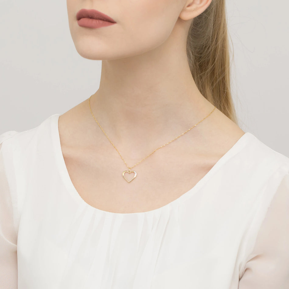 Goldkette mit Herzanhänger und Zirkonia