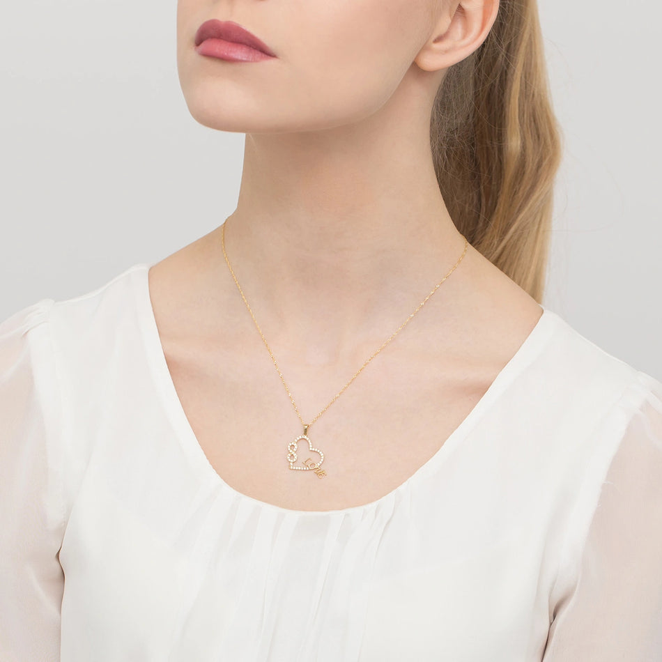 Goldkette mit Herzanhänger und Zirkonia