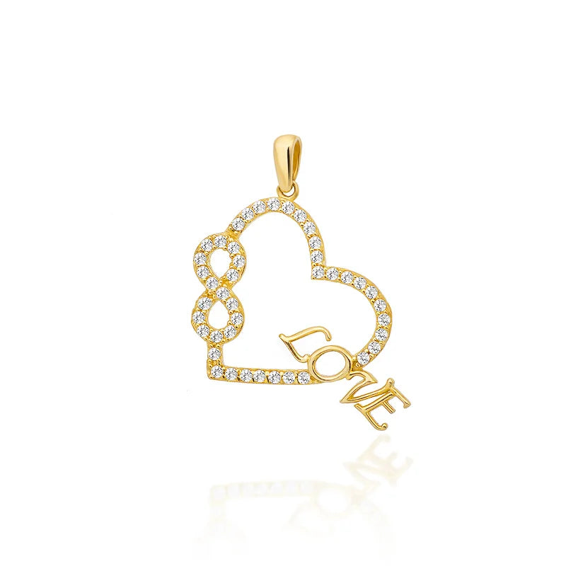 Goldkette mit Herzanhänger und Zirkonia