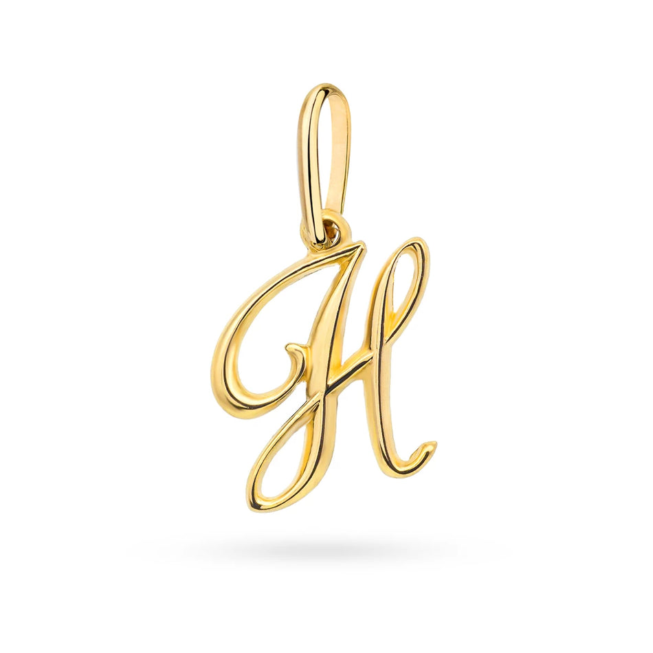 Gold letter H necklace on Singapore chain