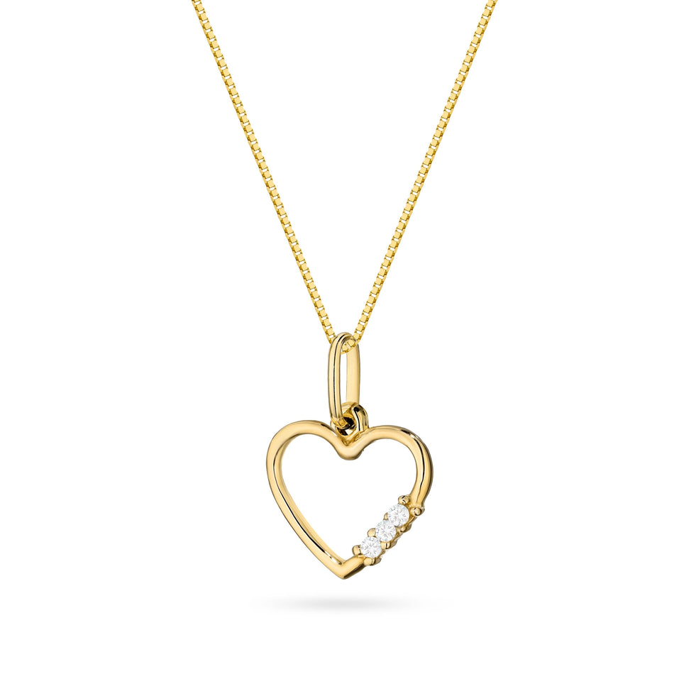Gold Necklace with Delicate Heart Pendant and Cubic Zirconia