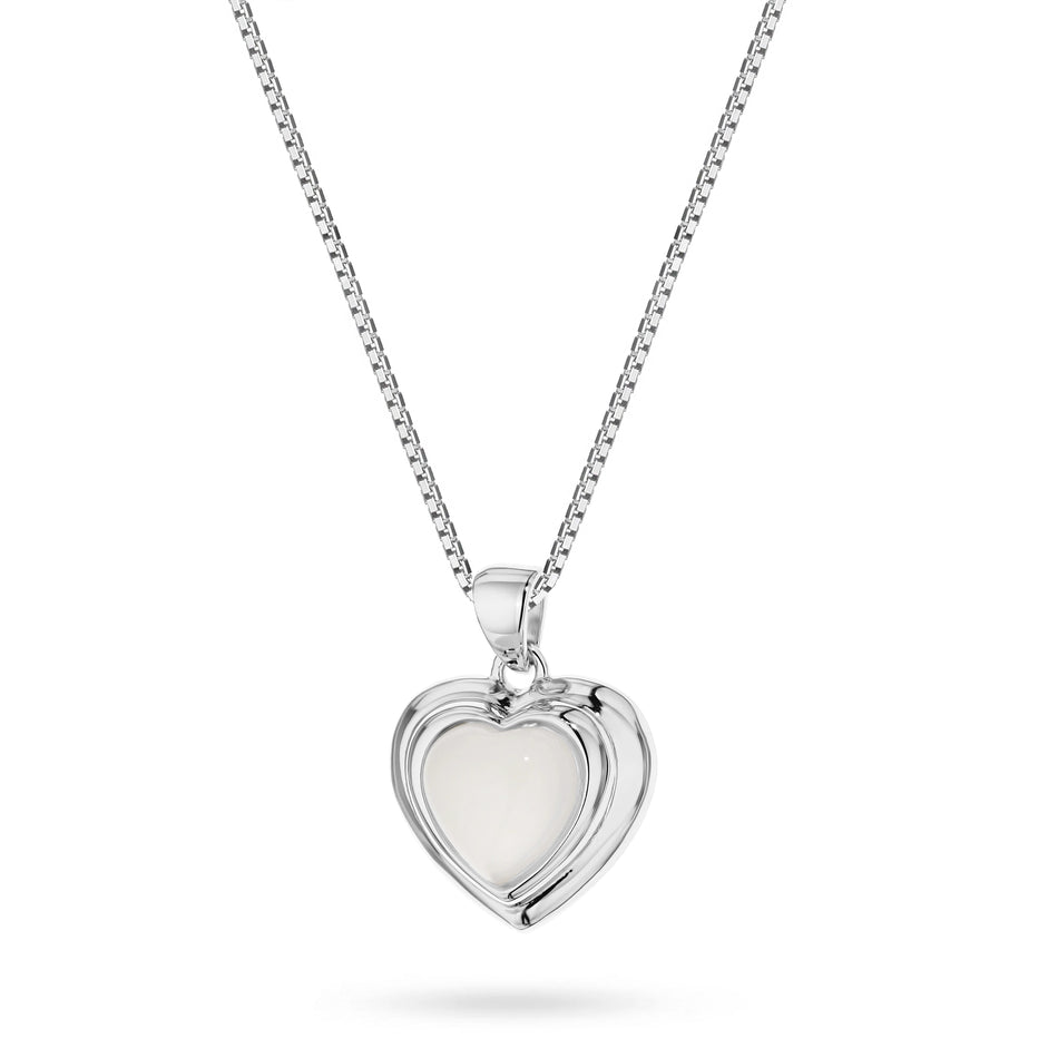 Silberkette mit Herzanhänger und weißem Achat