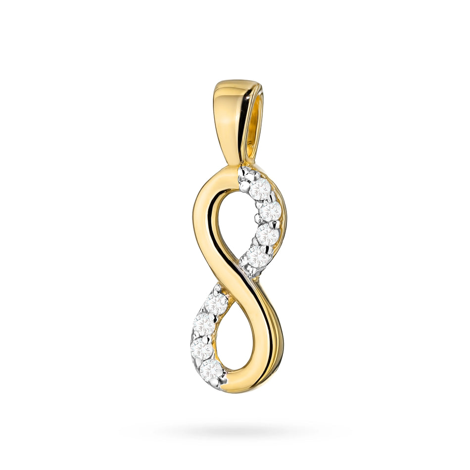 Goldset: Unendlichkeitssymbol-Anhänger mit Zirkonia