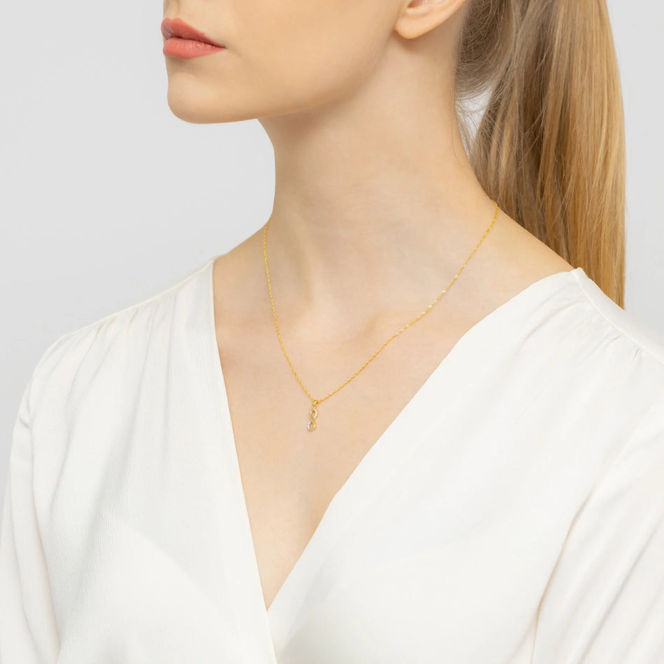 Goldset: Unendlichkeitssymbol-Anhänger mit Zirkonia