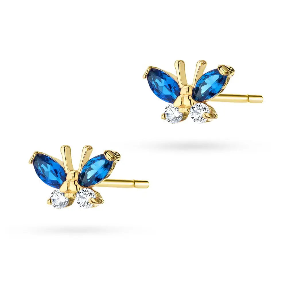 goldene Ohrstecker mit Zirkonia-Schmetterling k013-14k-585