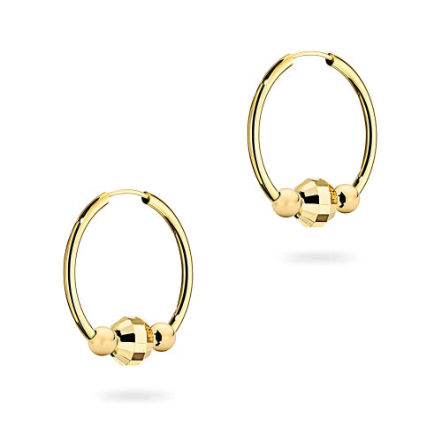 goldene Kreolen-Ohrringe mit Kreisen und Perlen k gw 990 585