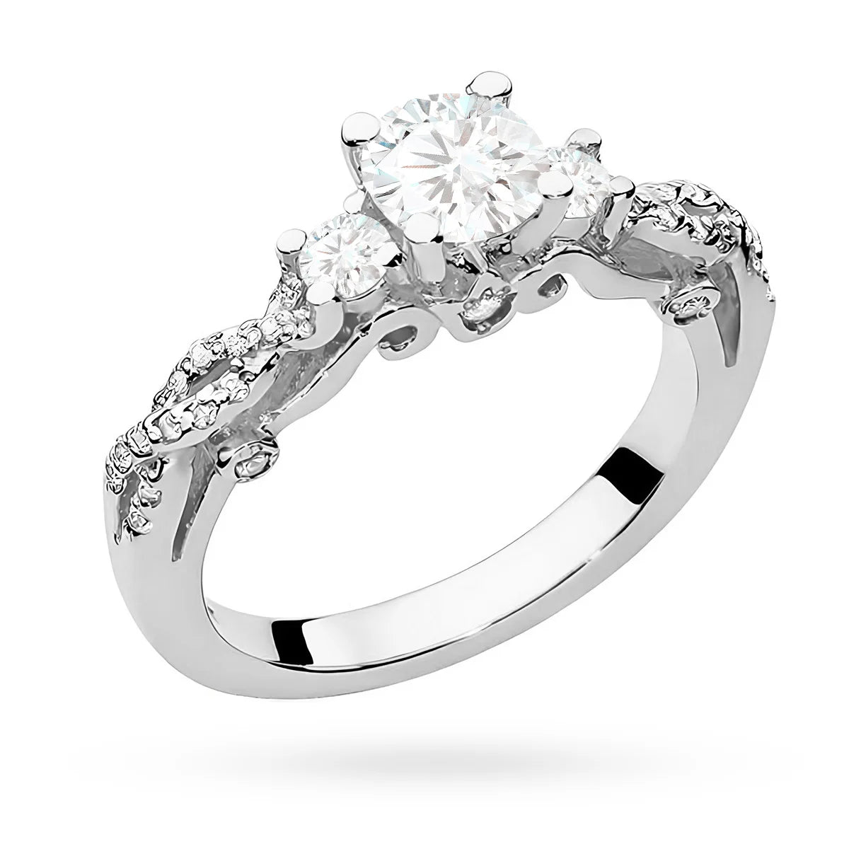 Vintage-Trilogie-Ring aus 585er Gold mit 0,50 ct Round/Brilliant-Labordiamant und 0,339 ct Labordiamanten