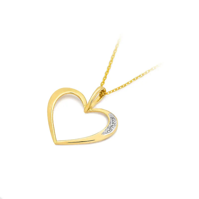 Goldener herzförmiger Anhänger mit 0,026 ct Diamanten. Mach jemandem, den du liebst, eine Freude.