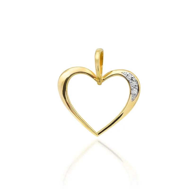 Goldener herzförmiger Anhänger mit 0,026 ct Diamanten. Mach jemandem, den du liebst, eine Freude.