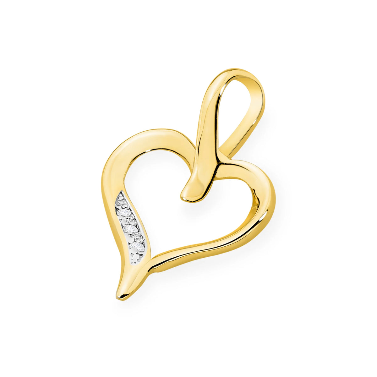Goldanhänger in Herzform mit eingearbeiteten 0,015 ct Diamanten. Einzigartiges Geschenk für Ihre Liebsten.