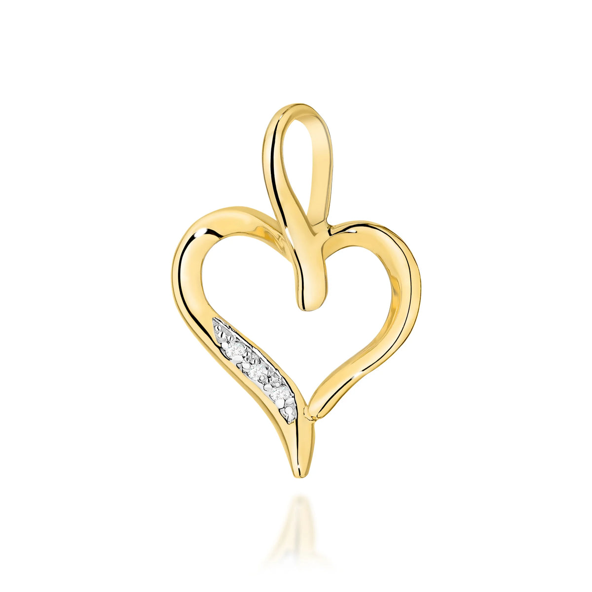 Goldanhänger in Herzform mit eingearbeiteten 0,015 ct Diamanten. Einzigartiges Geschenk für Ihre Liebsten.